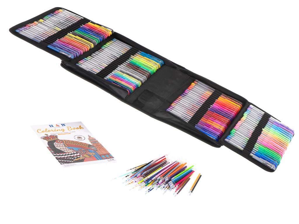 Długopisy żelowe kolorowe w etui 120szt + 120 wkładów kolorowanka do biura dla dzieci 35x18x8 cm nr. 6