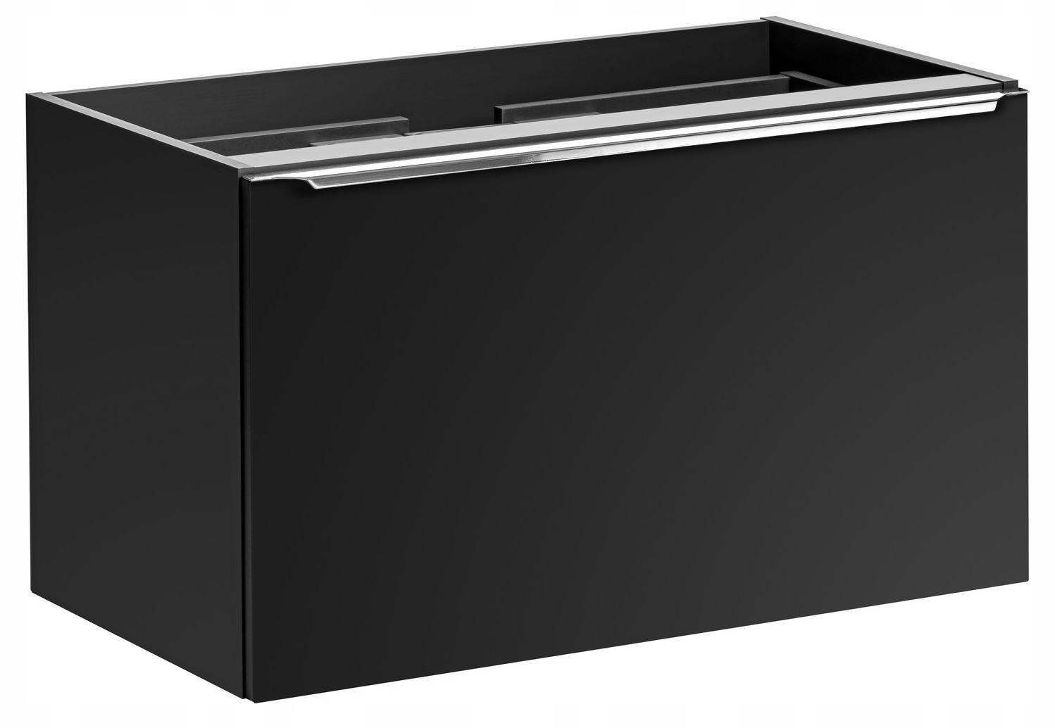 Szafka pod umywalkę 80 cm czarna wisząca z organizerem 2 szuflady do łazienki  0 Full Screen