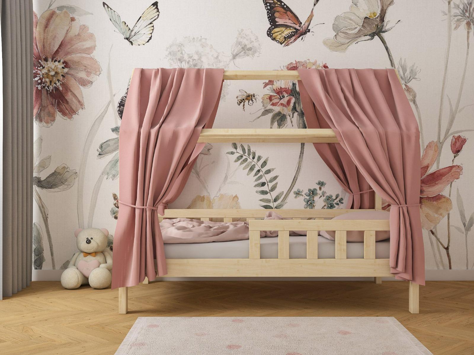 Łóżko domek LUNA NATURLANE 90X200 cm dla dzieci z barierkami do pokoju dziecięcego surowe nr. 3