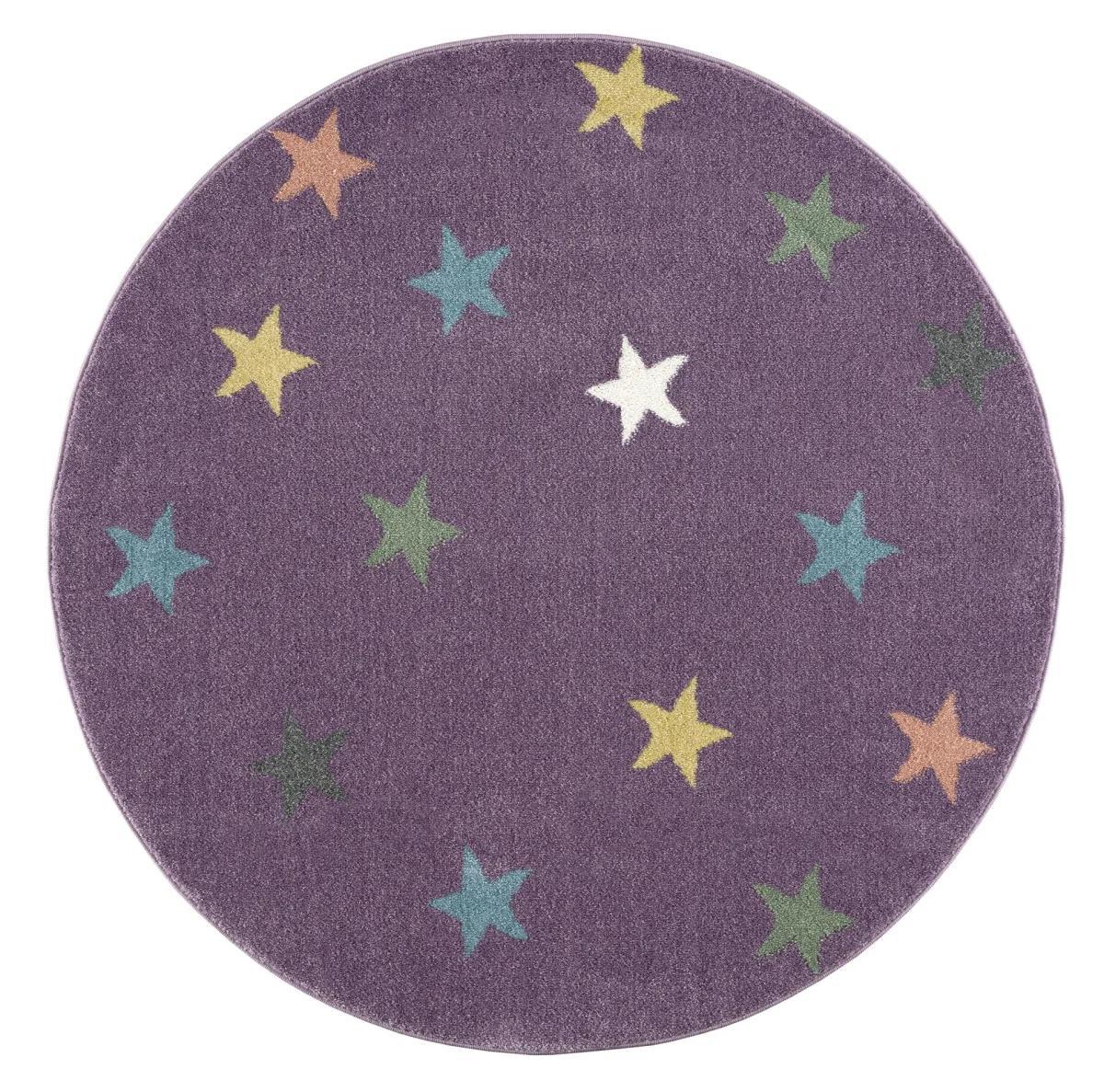 Dywan dziecięcy okrągły Violet Stars Round 160 cm do pokoju dziecięcego fioletowy w gwiazdki nr. 3