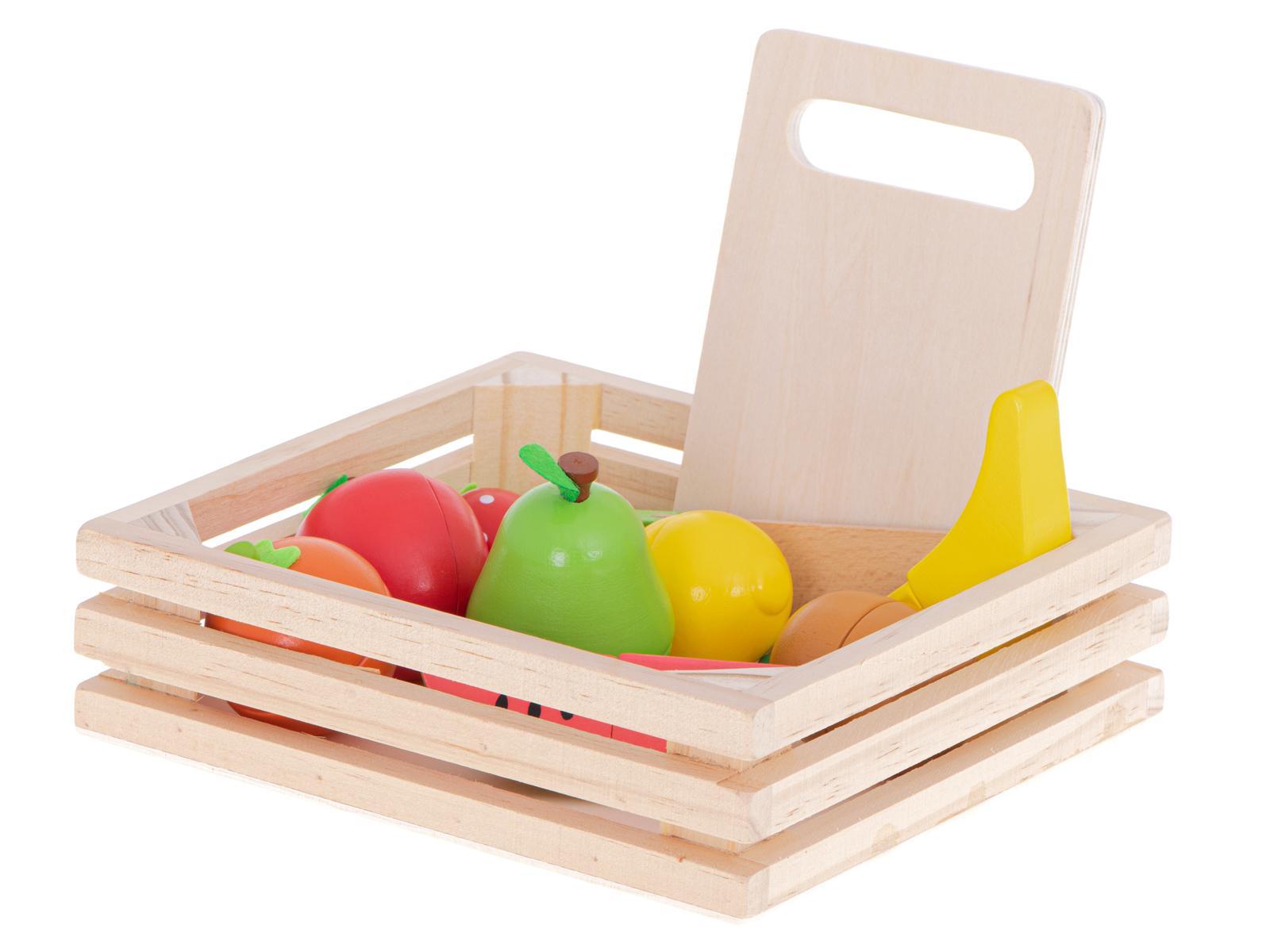 Drewniane owoce do krojenia na magnes w skrzynce akcesoria zabawka dla dzieci 15x1x10 cm  9 Full Screen
