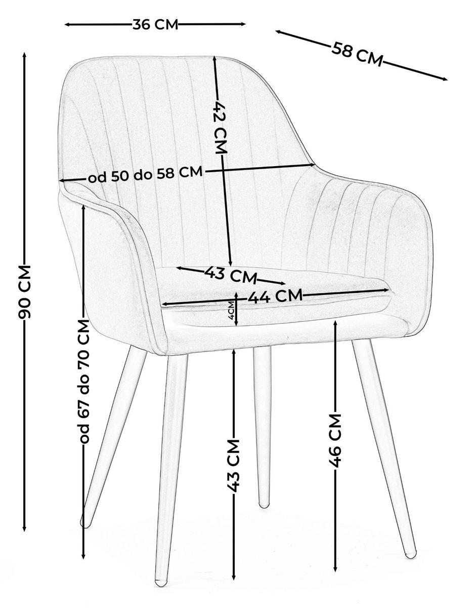 Krzesło EMILIA sasnoszare welurowe tapicerowane do jadalni lub salonu 8 Full Screen