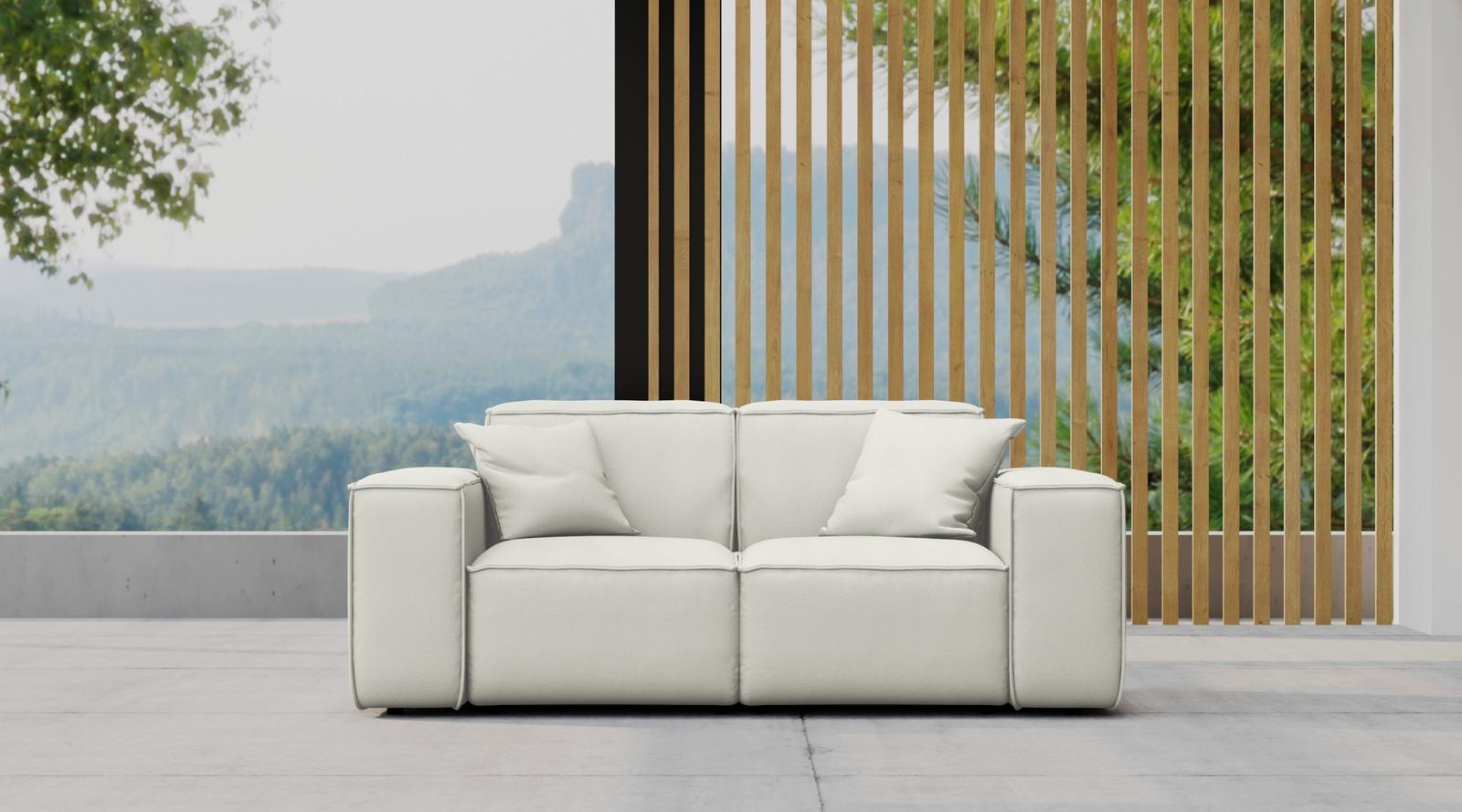 Sofa ogrodowa MALIBU 186x73x88 cm wodoodporna UV 2-os + 2 poduszki do ogrodu kremowa nr. 2