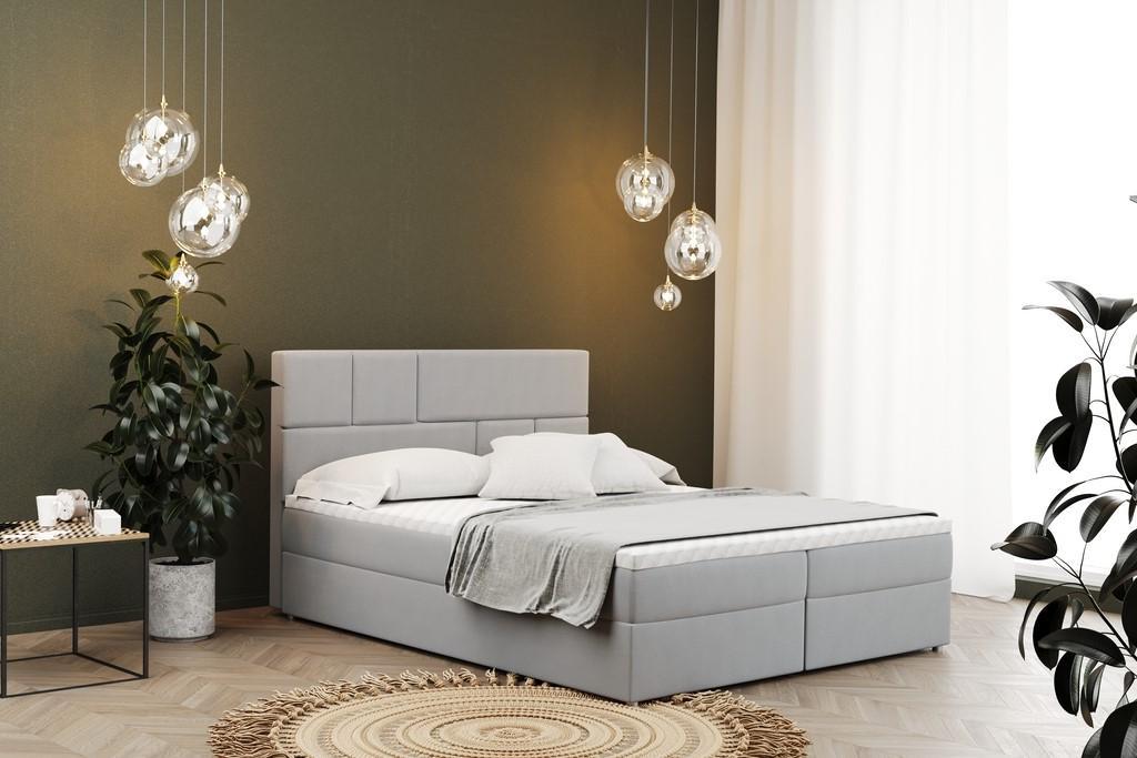 Łóżko BALI 200x200 cm z funkcją przechowywania i materacem do sypialni jasnoszare nr. 1