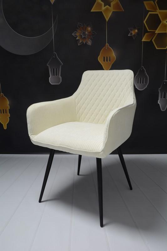 Fotel LIZBONA krzesło 57x84x59 cm do jadalni salonu sztruks biały nogi czarne nr. 6