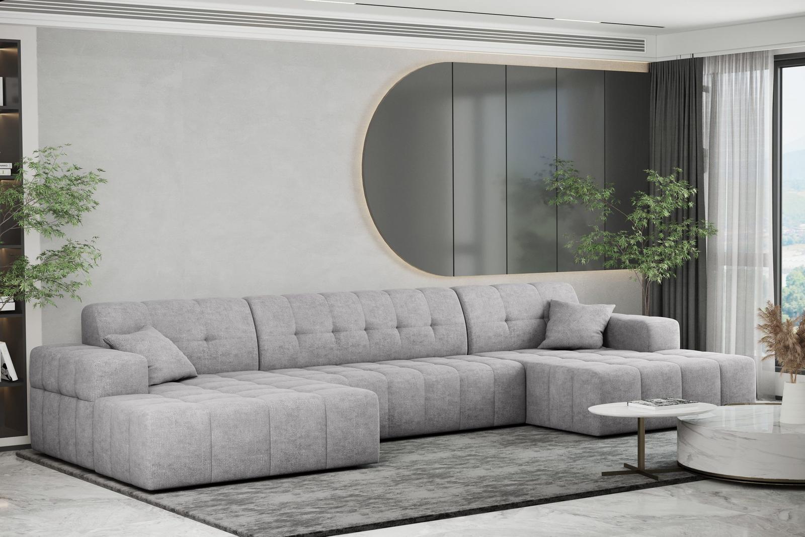 Sofa NIMES 350x82x168 cm bez funkcji spania w kształcie U pikowana do salonu NEVE ecru 1 Full Screen