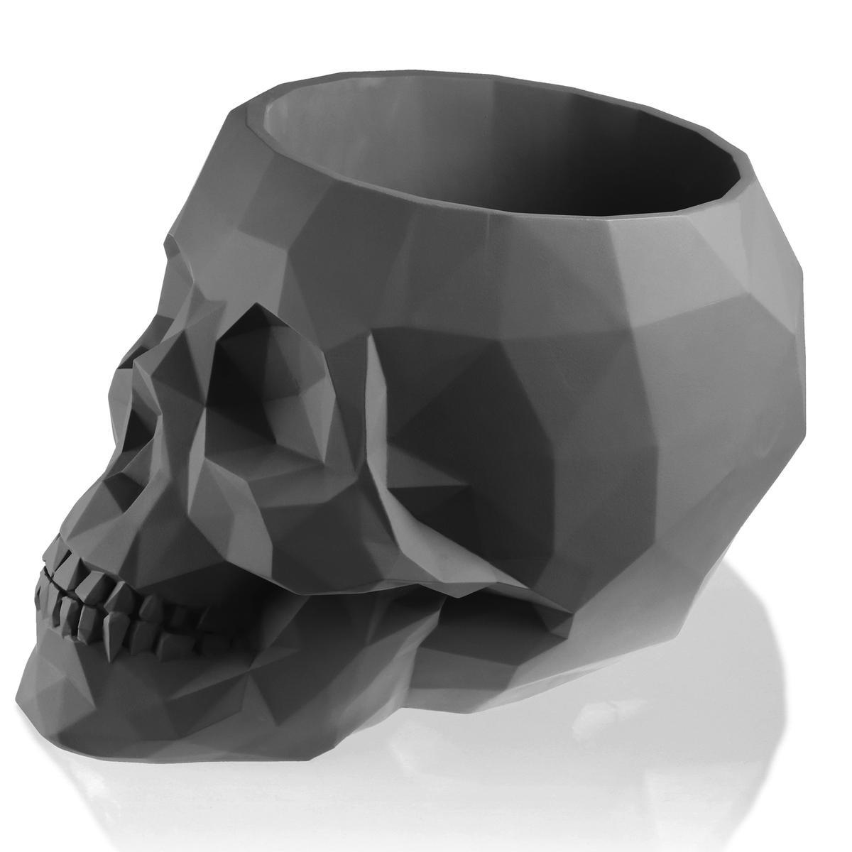 Donica Skull Low-Poly Black Matt Poli 24 cm nr. 1