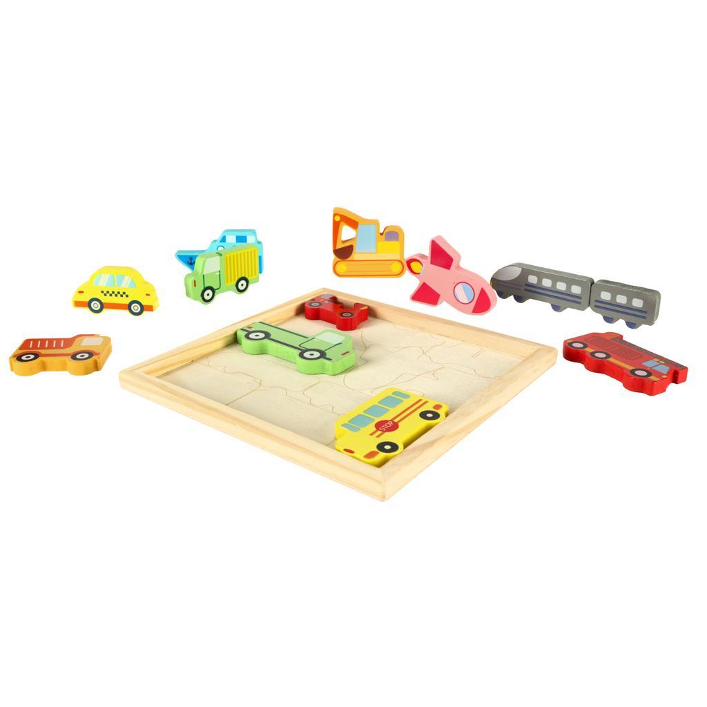 Puzzle układanka edukacyjna kolorowa drewniana sorter dla dziecka kształty pojazdy 17x17x 1 cm 8 Full Screen