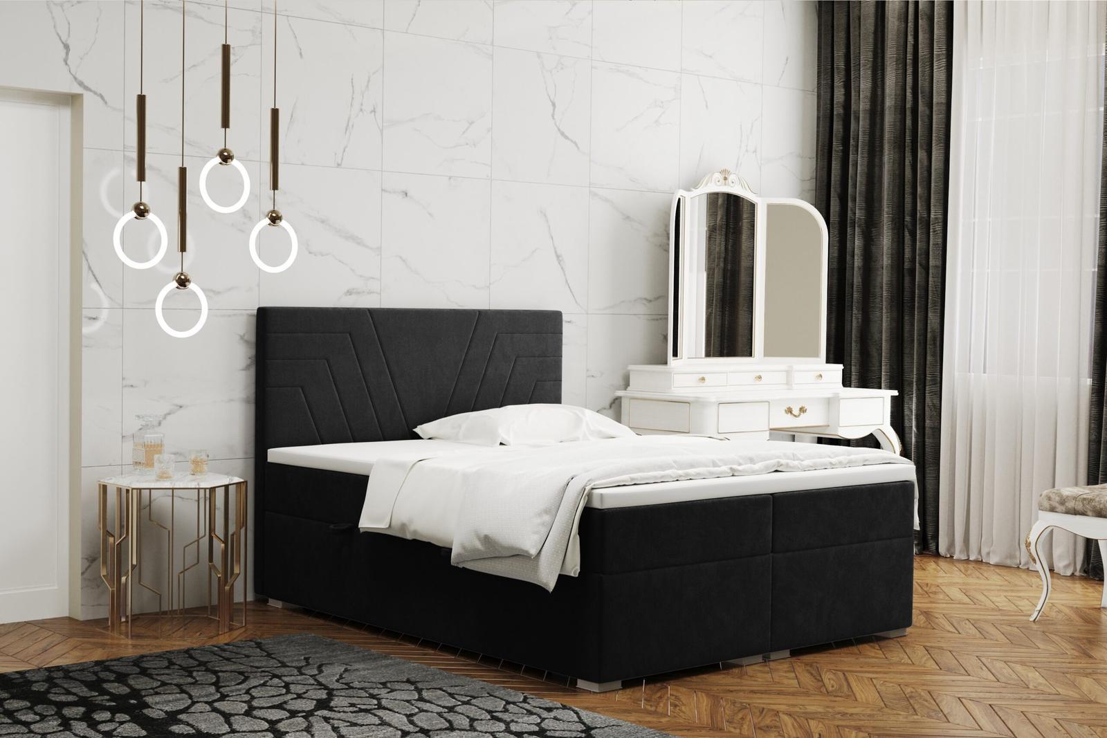 Łóżko CASTEL 140x200 cm z funkcją przechowywania i materacem do sypialni czarne nr. 1