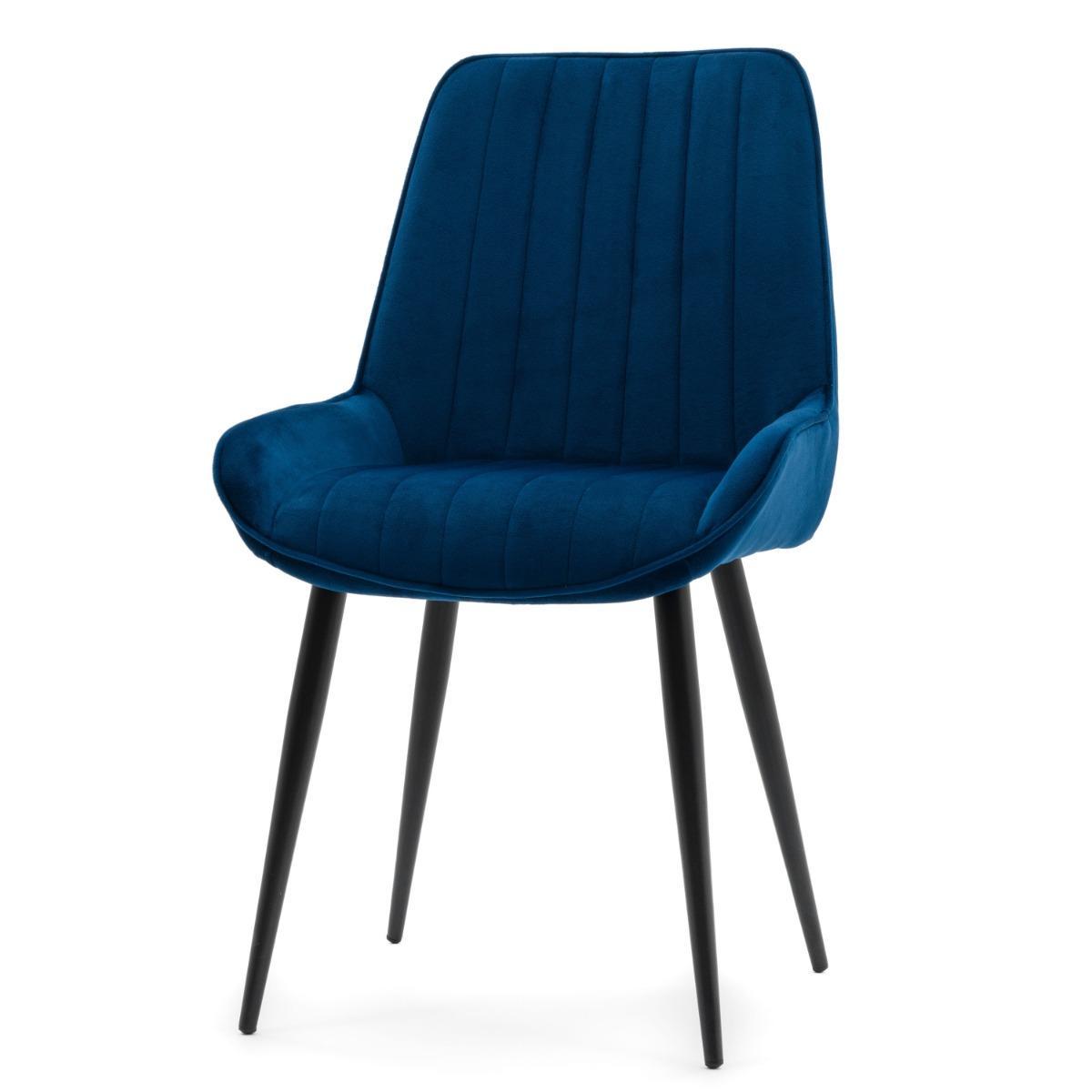 Krzesło LUCA 50x88x51 cm granatowe tapicerowane welurem czarne nóżki do jadalni lub salonu 2 Full Screen