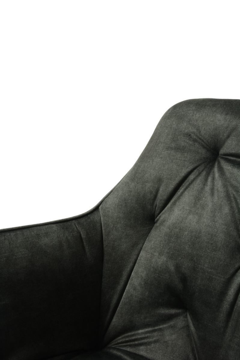 Krzesło Houston 57x85x59 cm pikowane tapicerowane welur zielony nogi czarne do jadalni salonu nr. 3