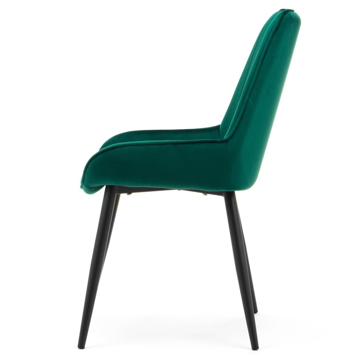 Krzesło LUCA zielone tapicerowane welurem czarne nóżki do jadalni lub salonu 4 Full Screen