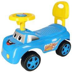 Jeździk pchacz samochodzik uśmiechnięty z klaksonem niebieski - Miniaturka zdjęcia nr 1