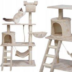 Drapak dla kota 75x142 cm beżowy wieża legowisko zabawka dla zwierząt - Miniaturka zdjęcia nr 3