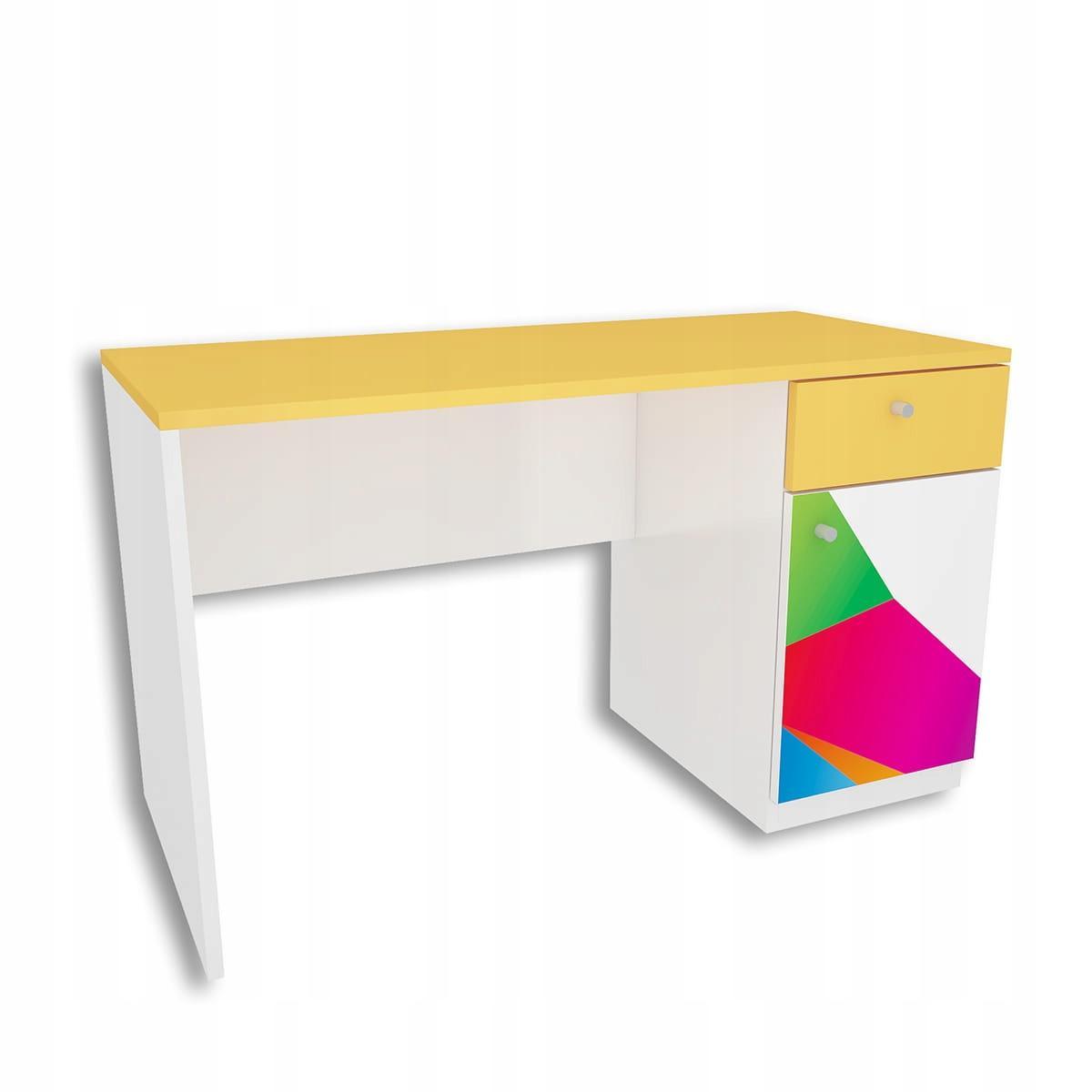 Biurko ARA 120x74 cm białe młodzieżowe z kolorową grafiką dla dziecka 0 Full Screen
