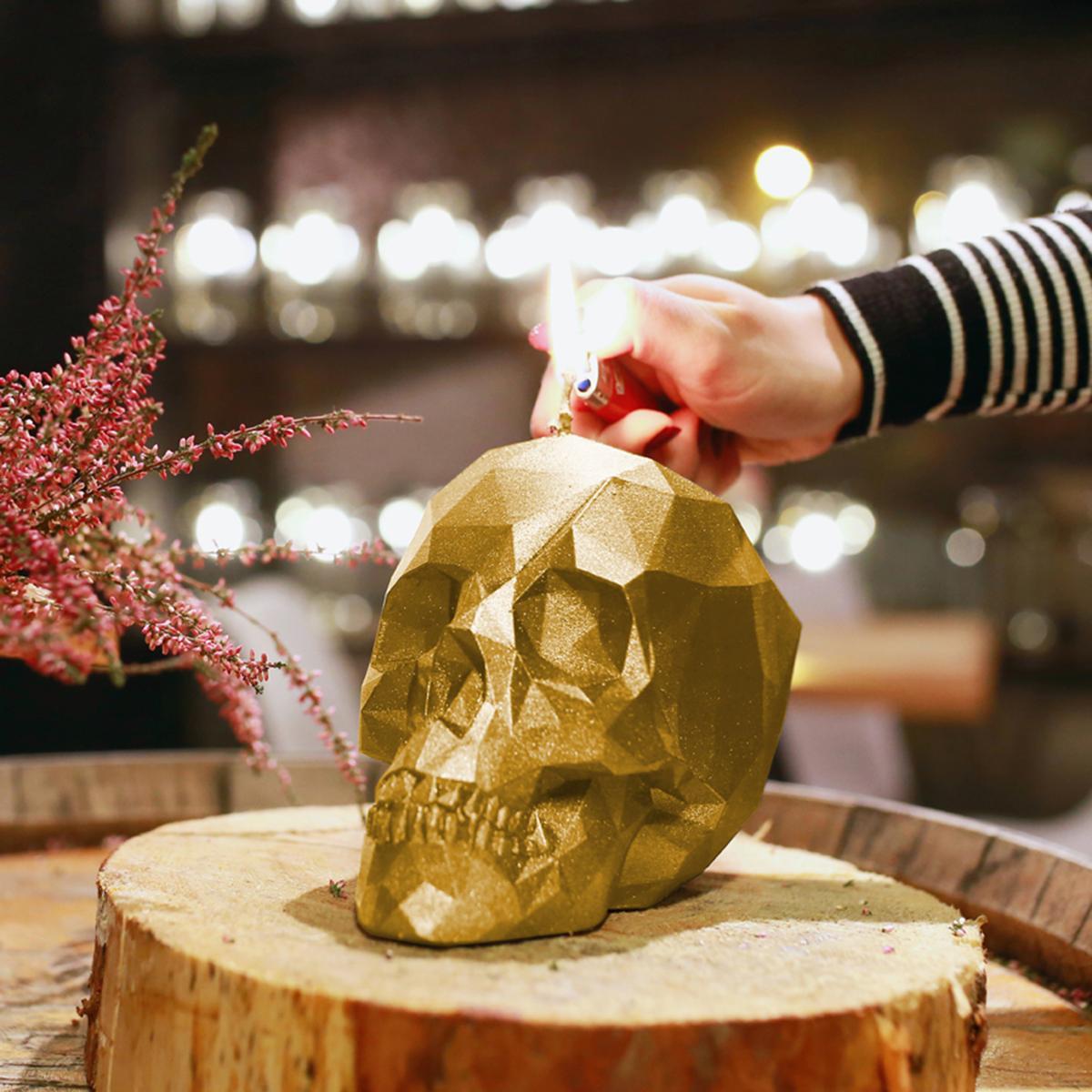 Świeca Skull Low-Poly Gold Big nr. 7