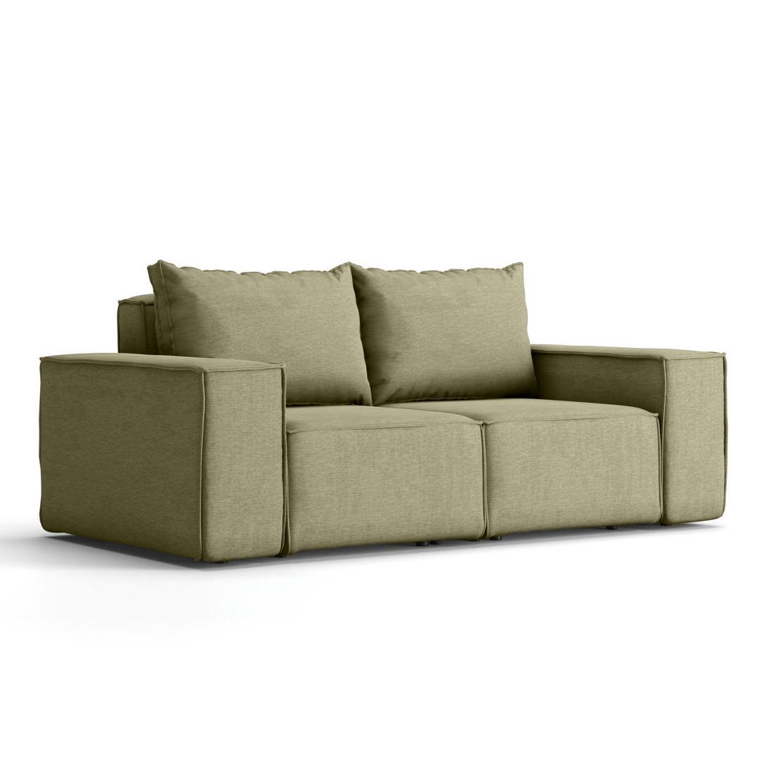 Sofa ogrodowa SONNE 180x73x88 cm dwuosobowa wodoodporna UV + 2 poduszki na taras do ogrodu oliwkowa 0 Full Screen