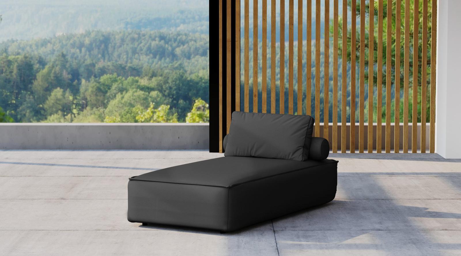 Leżak ogrodowy MALIBU 90x73x194 cm + poduszka do ogrodu czarny 1 Full Screen