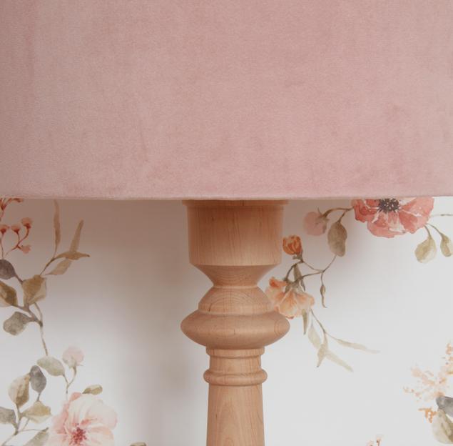 Lampa stołowa 25x25x55 cm VELVET różowy drewno białe 10 Full Screen