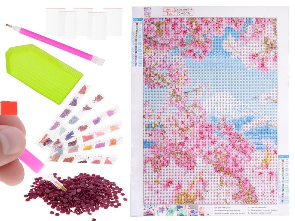 Haft diamentowy 5D DIY mozaika diamentowa zestaw dla dzieci kwiat wiśni 31x8x3 cm 0 Full Screen