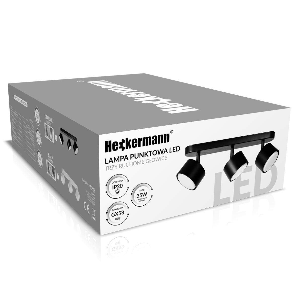 Lampa sufitowa punktowa LED Heckermann 8795316A Czarna 3x głowica 6 Full Screen