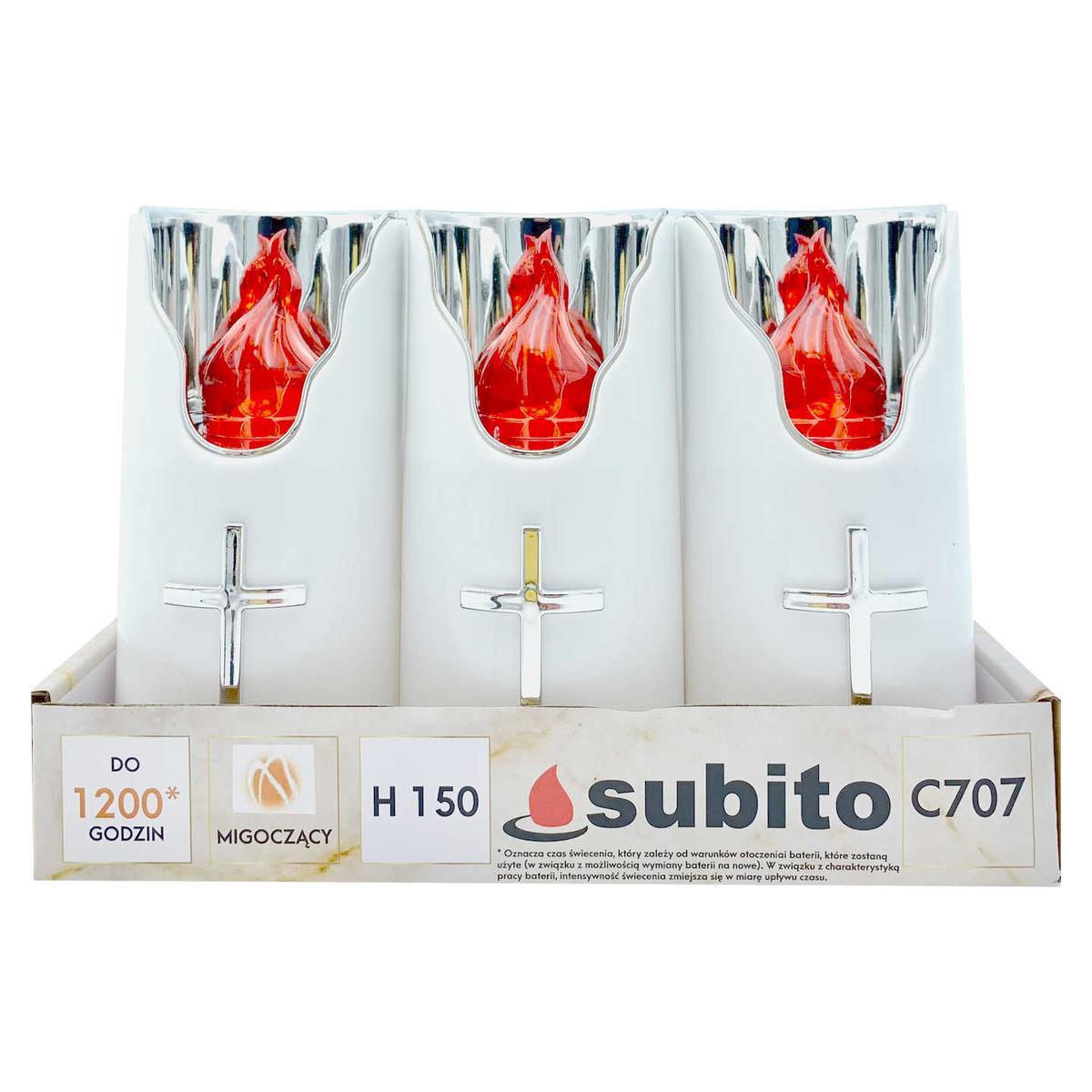 Wkłady do zniczy LED Subito C707 H150 6 sztuk srebrno-czerwony nr. 1