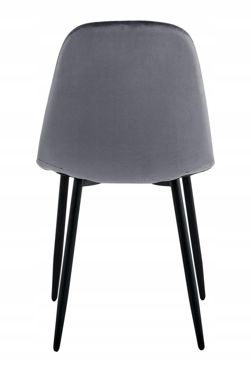 Krzesło welurowe 43x83x52 cm profilowane pikowane Orlando Velvet szare czarne nóżki do jadalni lub salonu  4 Full Screen