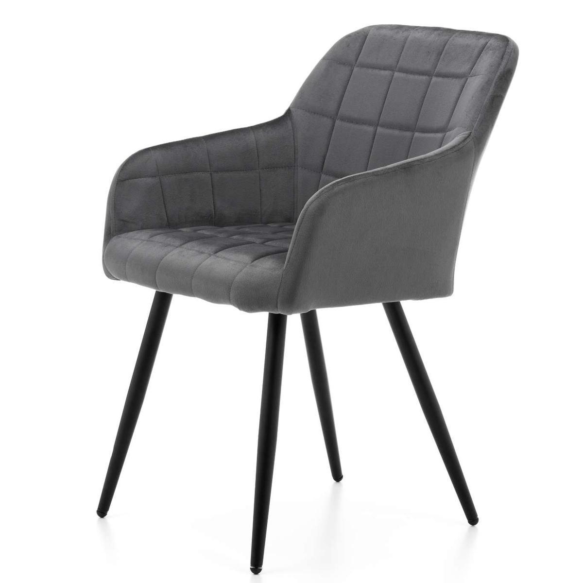 Krzesło ORTE szare tapicerowane welurem pikowane do jadalni lub salonu  nr. 5