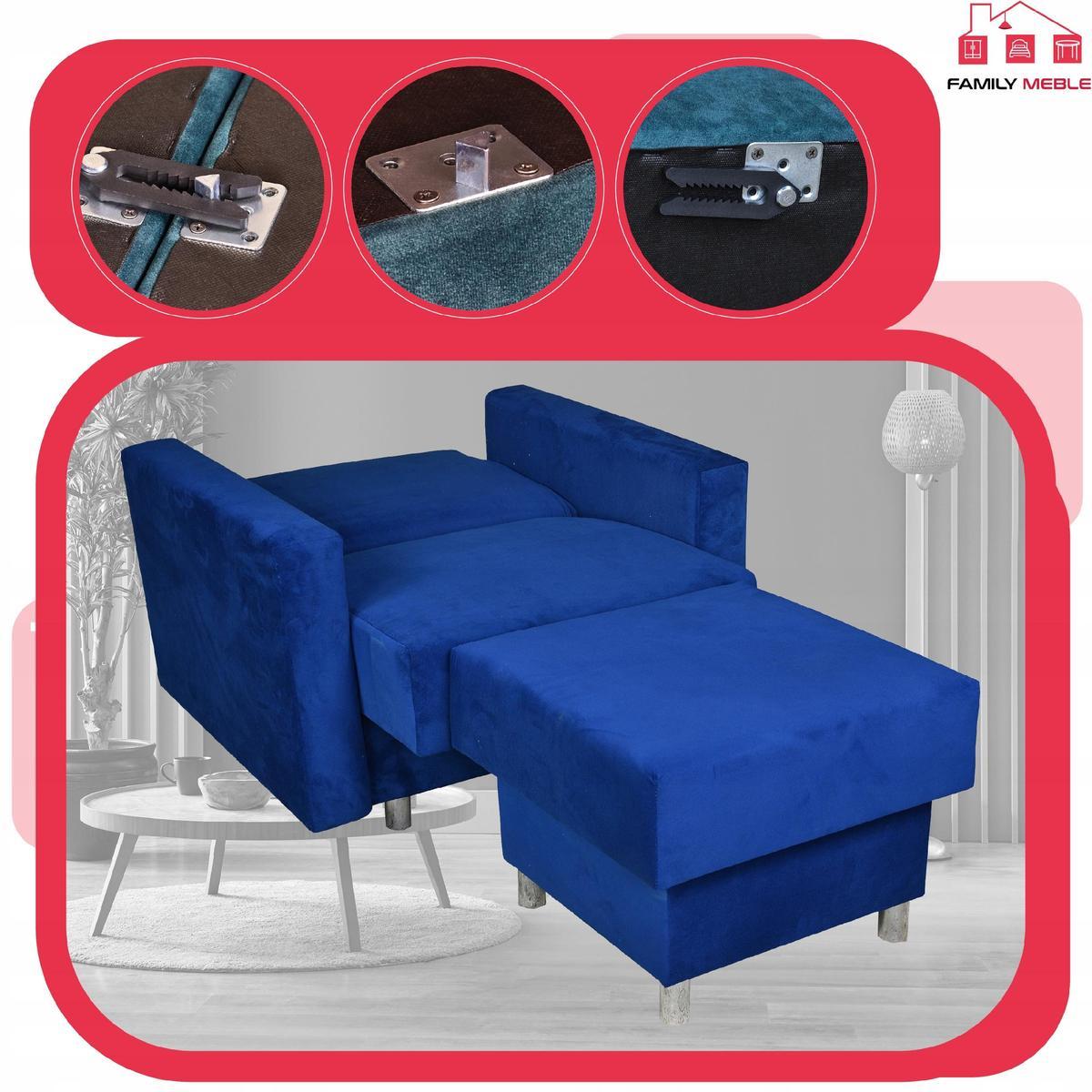 Zestaw wypoczynkowy wersalka fotele kobalt modrak 7 Full Screen