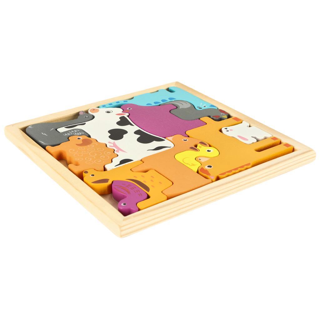 Puzzle układanka edukacyjna drewniana sorter dopasuj kształty dla dzieci zwierzęta 17x17x1 cm 1 Full Screen