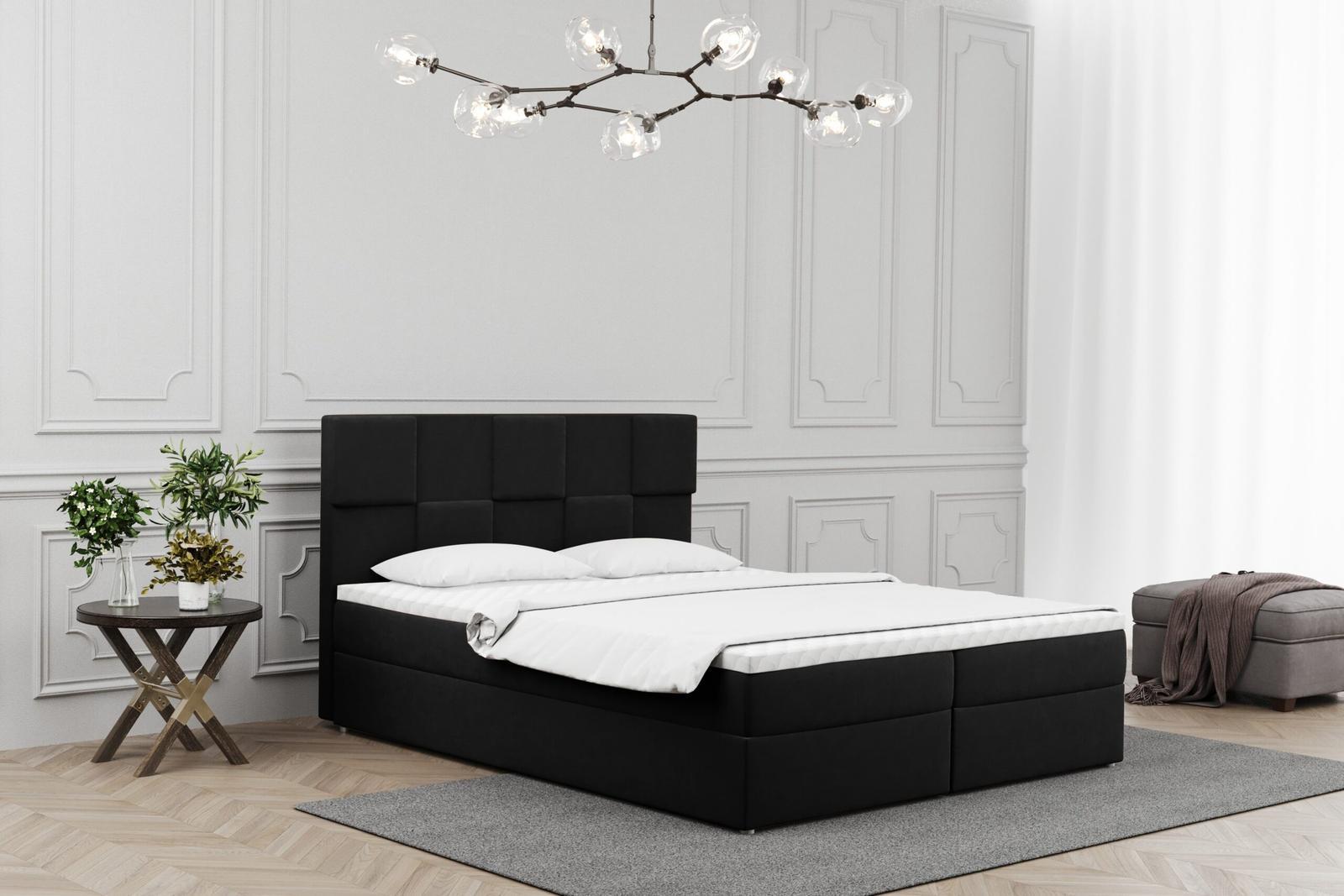 Łóżko ALMA 180x200cm z funkcją przechowywania i materacem do sypialni czarne nr. 1