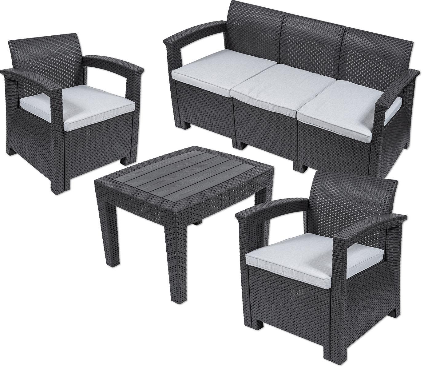 Zestaw mebli ogrodowych kanapa stół krzesła ogrodowe Heckermann® AC-RS009-3 nr. 5