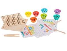Układanka edukacyjna dla dzieci drewniana mozaika z kulek kolorowe montessori 77 elementów 24x5x23cm - Miniaturka zdjęcia nr 3