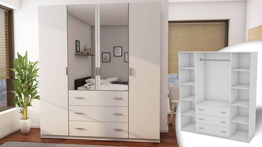 Nowoczesna szafa do sypialni z lustrem garderoba szuflady Sonoma Jasna Biały 200x220x57 nr. 5