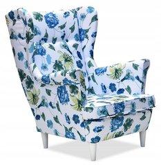 Fotel Uszak ARI 104x92x84 cm do salonu błękitny kwiaty