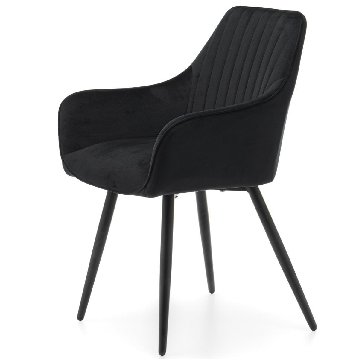 Krzesło PASSO czarne tapicerowane welurem pikowane do jadalni lub salonu  nr. 5