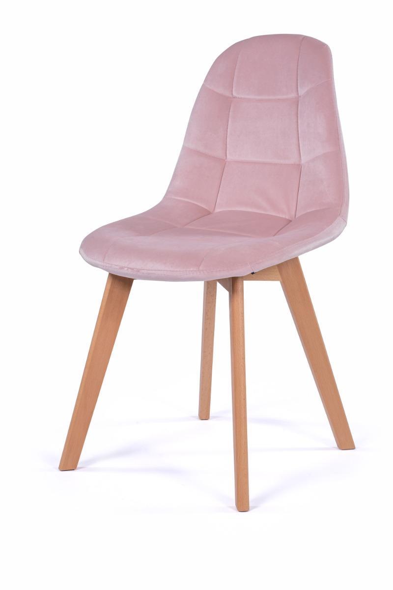 Krzesło tapicerowane skandynawskie welurowe VEGAS różowy 2 Full Screen