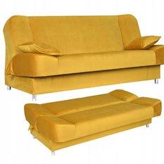 Wersalka SARA 200x95 cm żółta rozkładana kanapa z pojemnikiem sofa do salonu Royal