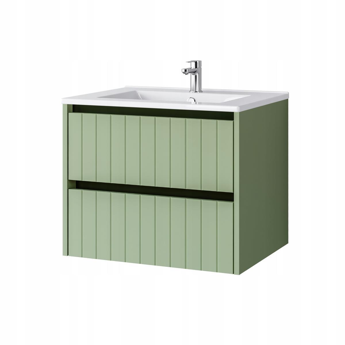 Zestaw mebli łazienkowych LINE z umywalką 60 cm + 2x słupek 165 cm 4 elementy front MDF zielony nr. 8