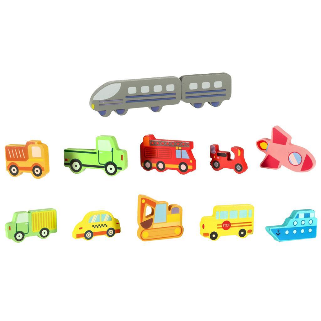 Puzzle układanka edukacyjna kolorowa drewniana sorter dla dziecka kształty pojazdy 17x17x 1 cm 6 Full Screen