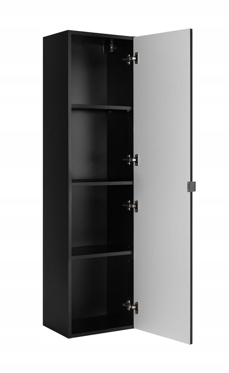 Słupek Łazienkowy MADIS 136 cm wysoki frezowany front szafka z półkami czarny uchwyt srebrny nr. 3