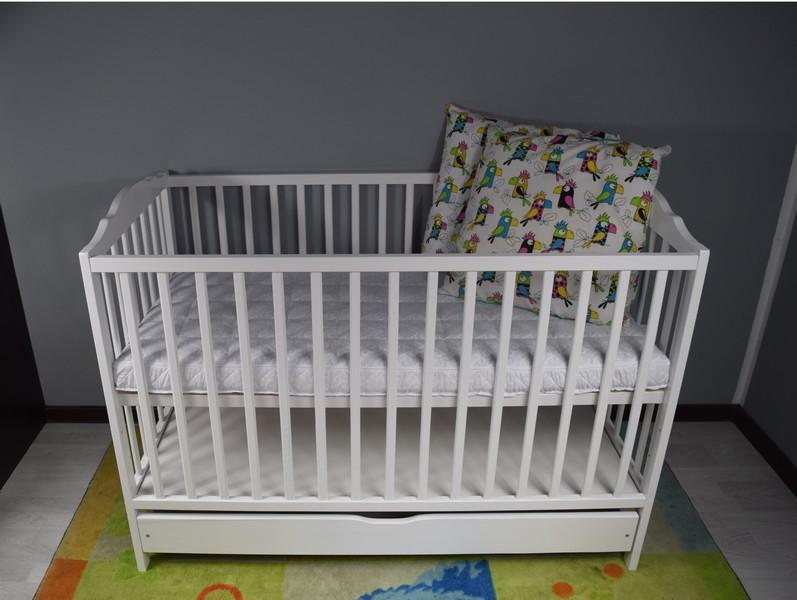 Łóżeczko dla niemowląt 120x60 cm białe 3 poziomy wysokości do pokoju dziecka  3 Full Screen