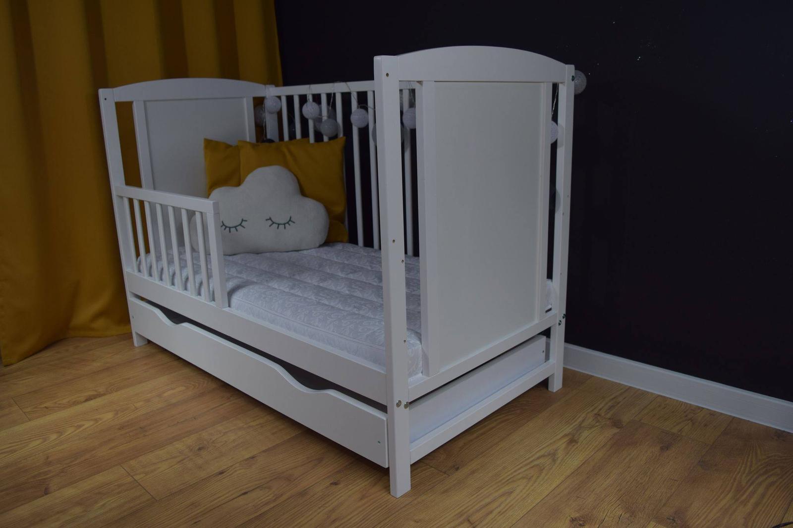 Łóżeczko dla niemowląt 120x60 cm białe wyjmowane szczebelki do pokoju dziecka  7 Full Screen