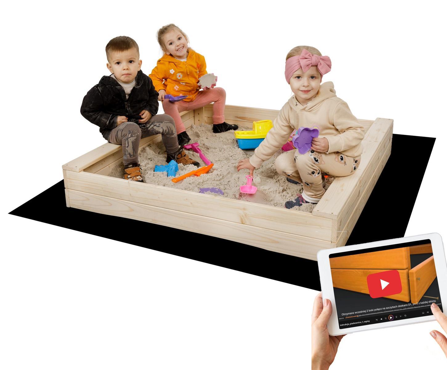 Piaskownica 120x20x120 cm drewniana impregnowana do ogrodu dla dzieci  0 Full Screen