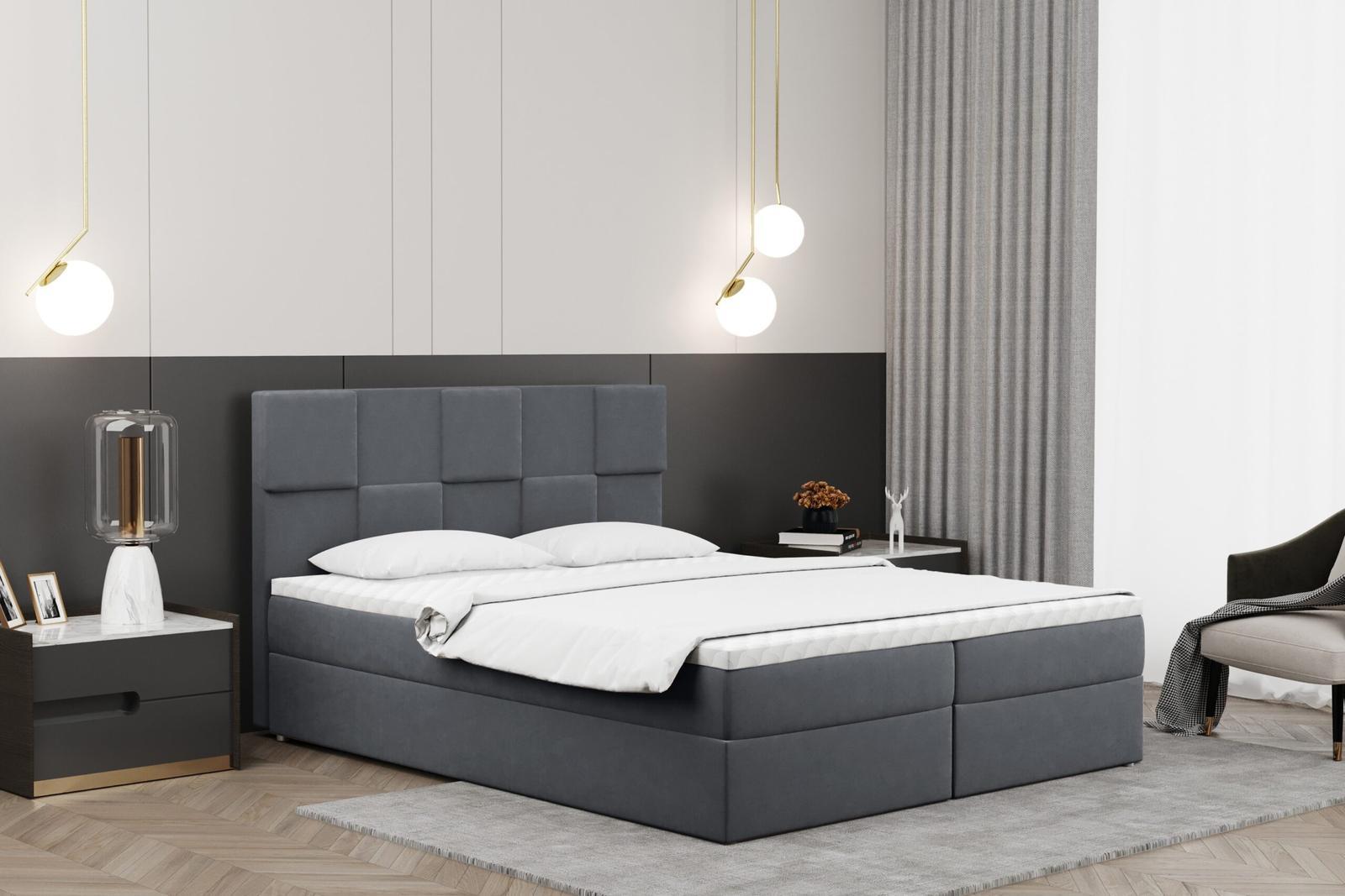 Łóżko CLARA 180x200 cm z funkcją przechowywania i materacem do sypialni szare nr. 1