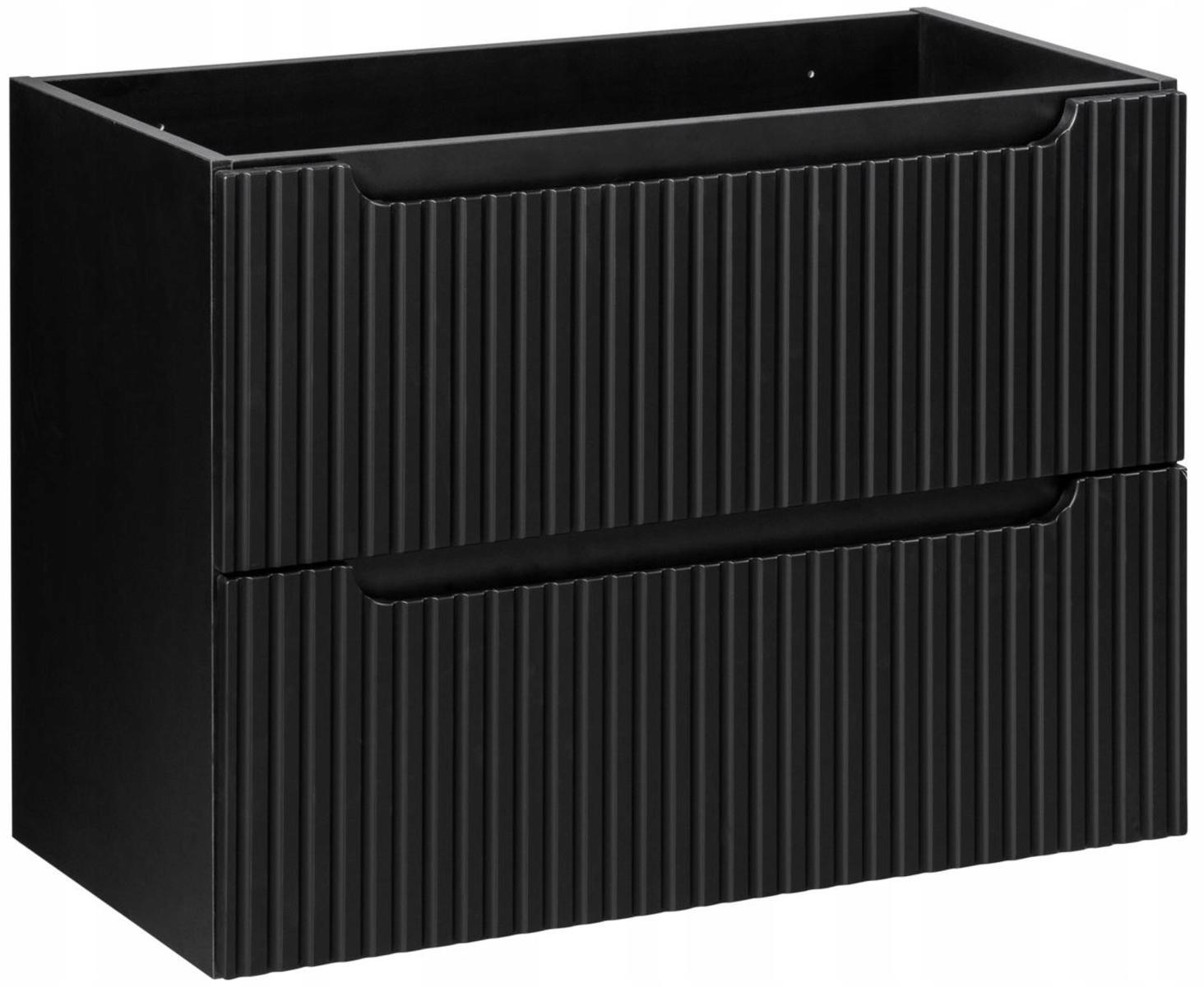 Szafka pod umywalkę NOVA 80x39 cm czarna wisząca ryflowane fronty 2 szuflady do łazienki  0 Full Screen