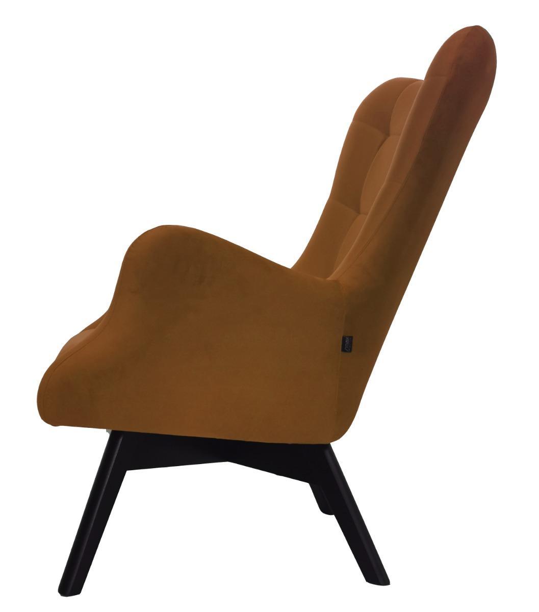 Fotel skandynawski ETERNO 77x102x87 cm pomarańczowy z czarnymi nogami do salonu  nr. 3