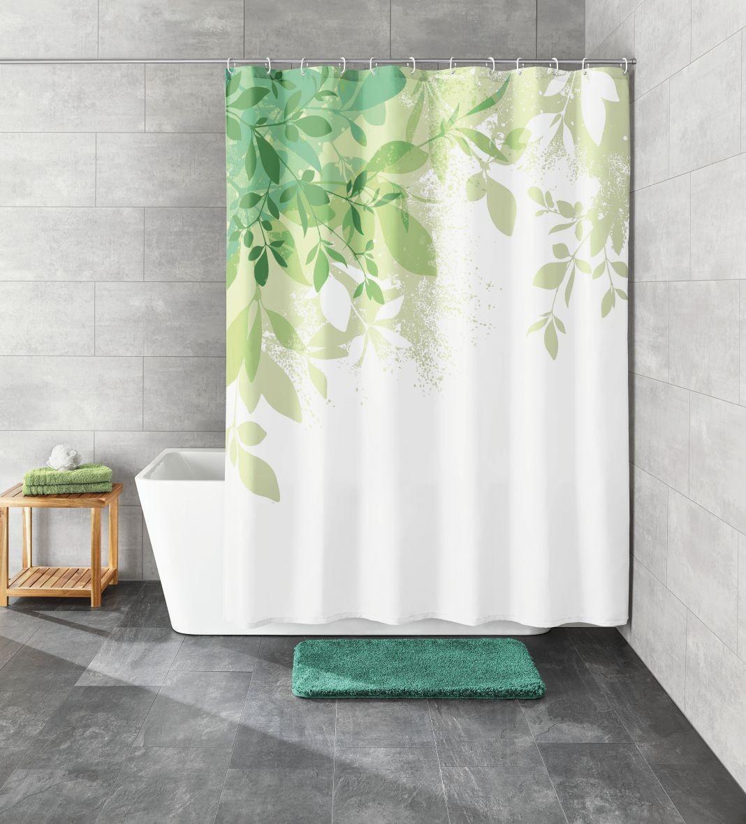 Zasłona prysznicowa zielona 180x180 cm Kleine Wolke Floresta Tekstylna do łazienki nr. 2
