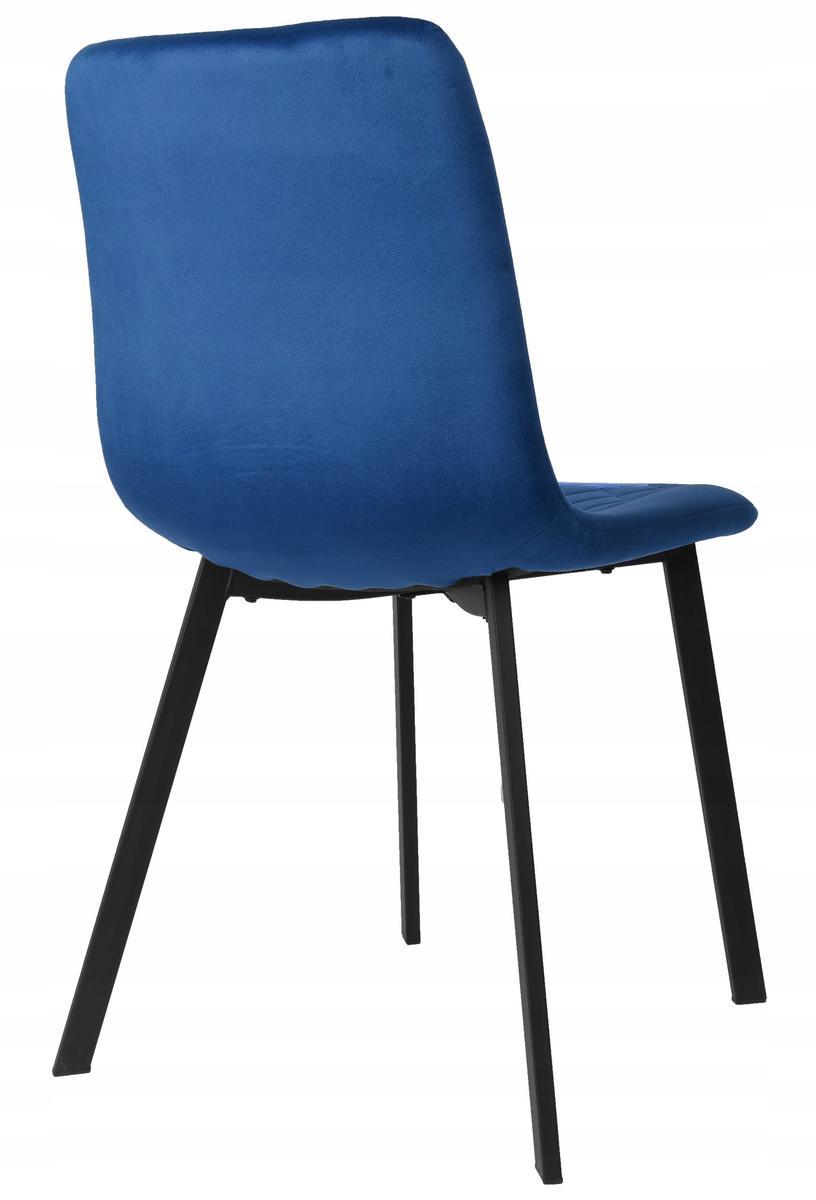 Krzesło welurowe CURTIS VELVET 44x88x41 cm tapicerowane granatowy aksamit czarne nóżki do jadalni lub salonu 4 Full Screen