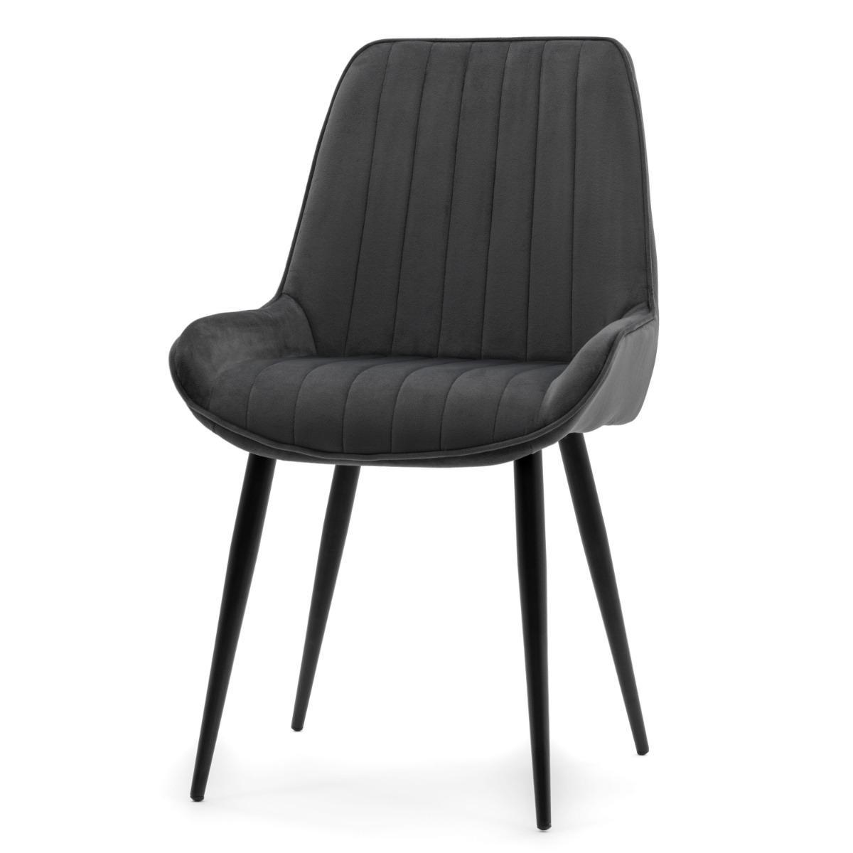 Krzesło LUCA szare tapicerowane welurem czarne nóżki do jadalni lub salonu 2 Full Screen